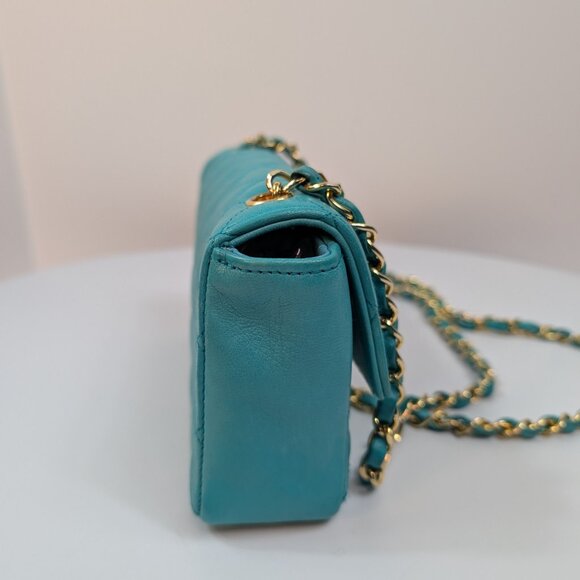 Chanel Vintage Teal Mini Rectangular Flap Bag - Picture 5 of 16